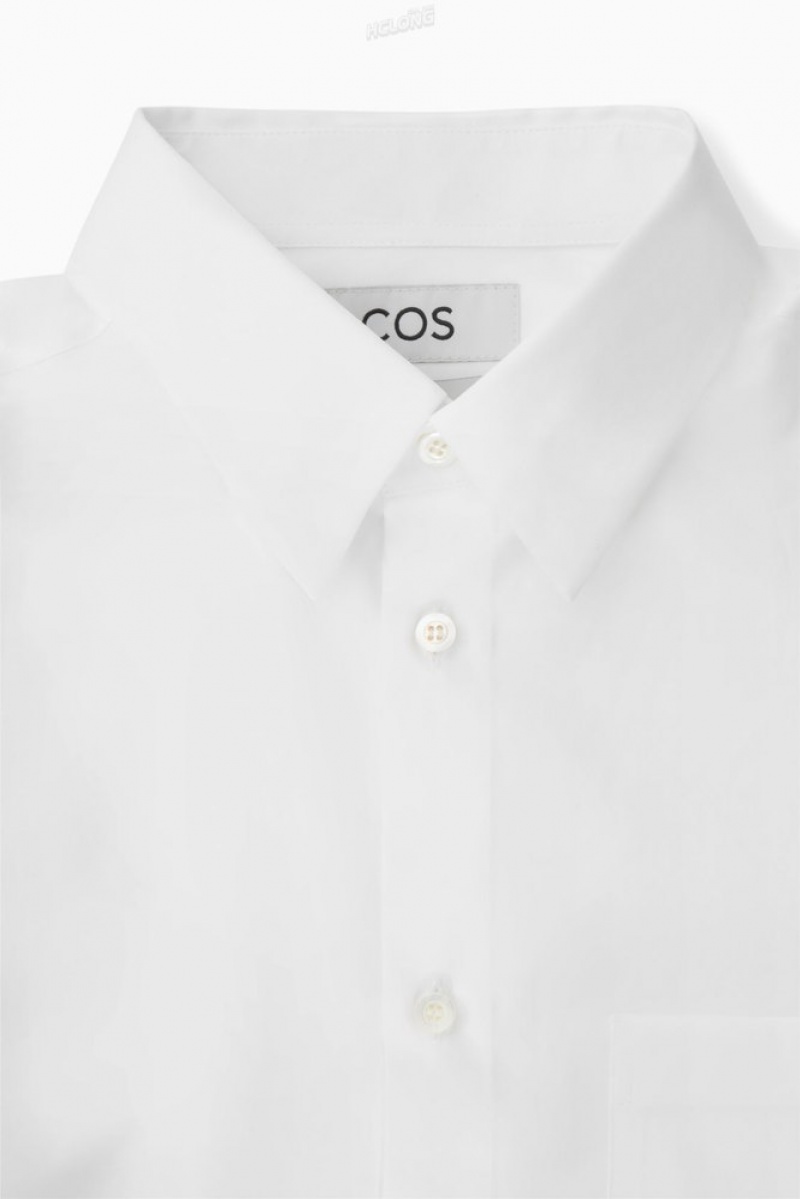 COS Patch-Pocket Shirt - Regular Men's Shirts White | FT94-N3ZQ