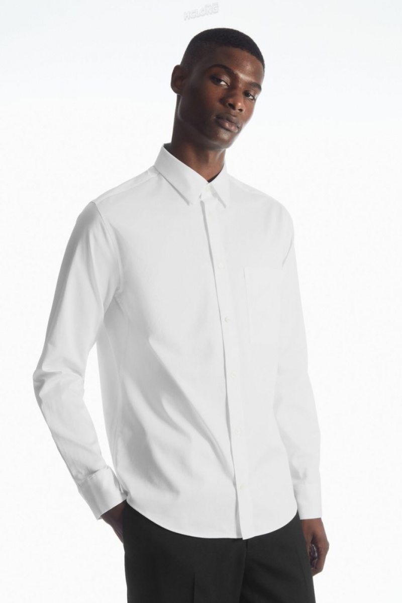 COS Patch-Pocket Shirt - Regular Men\'s Shirts White | FT94-N3ZQ