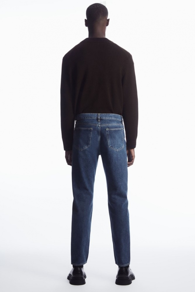 COS Pillar Jeans - Tapered Men's Trousers Mid-Blue | TG18-O2MY