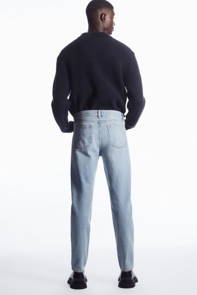 COS Pillar Jeans - Tapered Men's Trousers Mid-Blue | TW46-A3NU