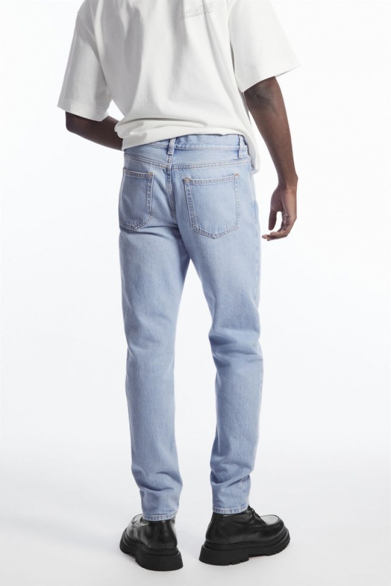 COS Pillar Jeans - Tapered Men's Trousers Mid-Blue | KI50-V6FL