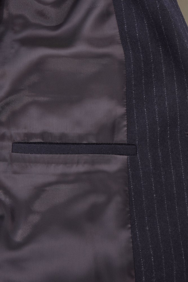 COS Pinstriped Wool Blazer - Regular Men's Blazers Navy / Pinstriped | NI82-N1NM