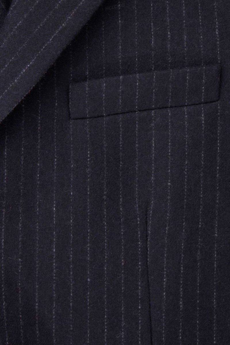 COS Pinstriped Wool Blazer - Regular Men's Blazers Navy / Pinstriped | NI82-N1NM