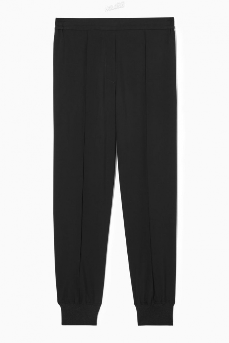 COS Pintucked Elasticated Tailored Joggers Women's Pants Black | ZI97-R3CY