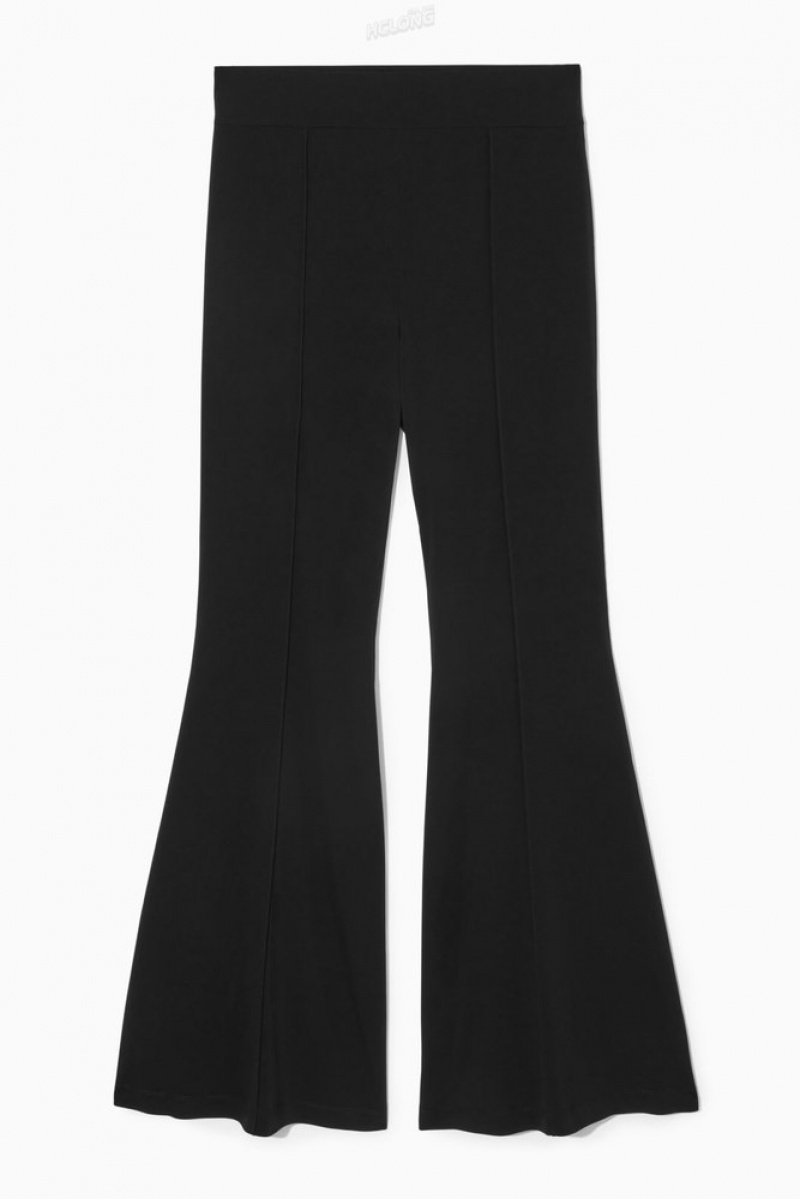 COS Pintucked Flared Pants Women's Pants Black | MC28-B8ZW