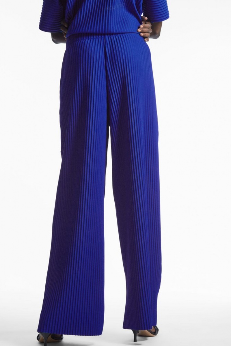 COS Pleated Elasticated Trousers Men's Trousers Bright Blue | RW80-M8XX