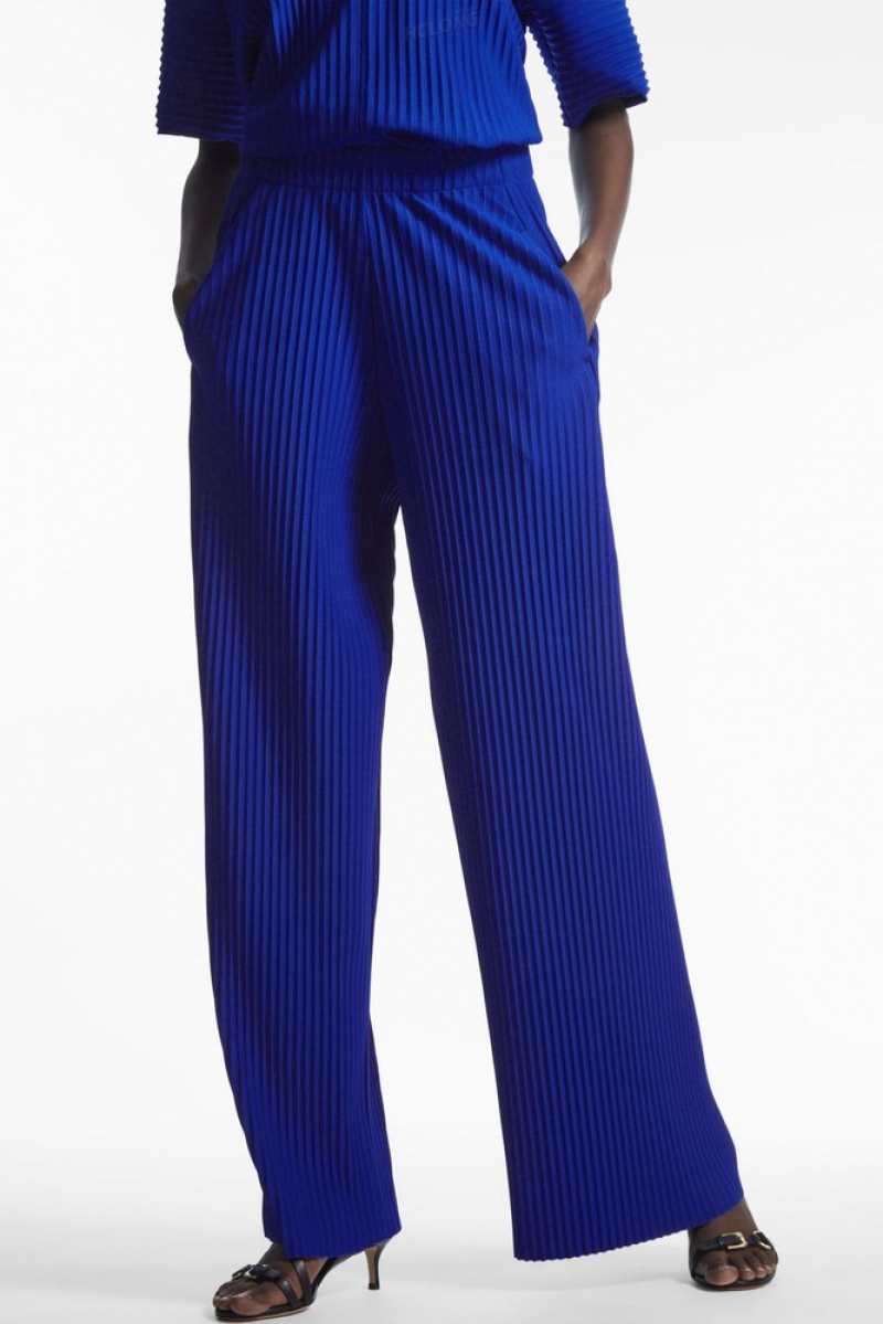 COS Pleated Elasticated Trousers Men's Trousers Bright Blue | RW80-M8XX