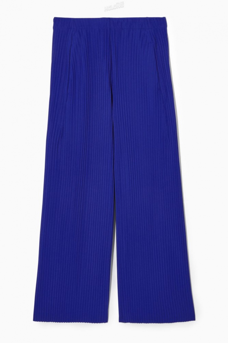 COS Pleated Elasticated Trousers Men's Trousers Bright Blue | RW80-M8XX