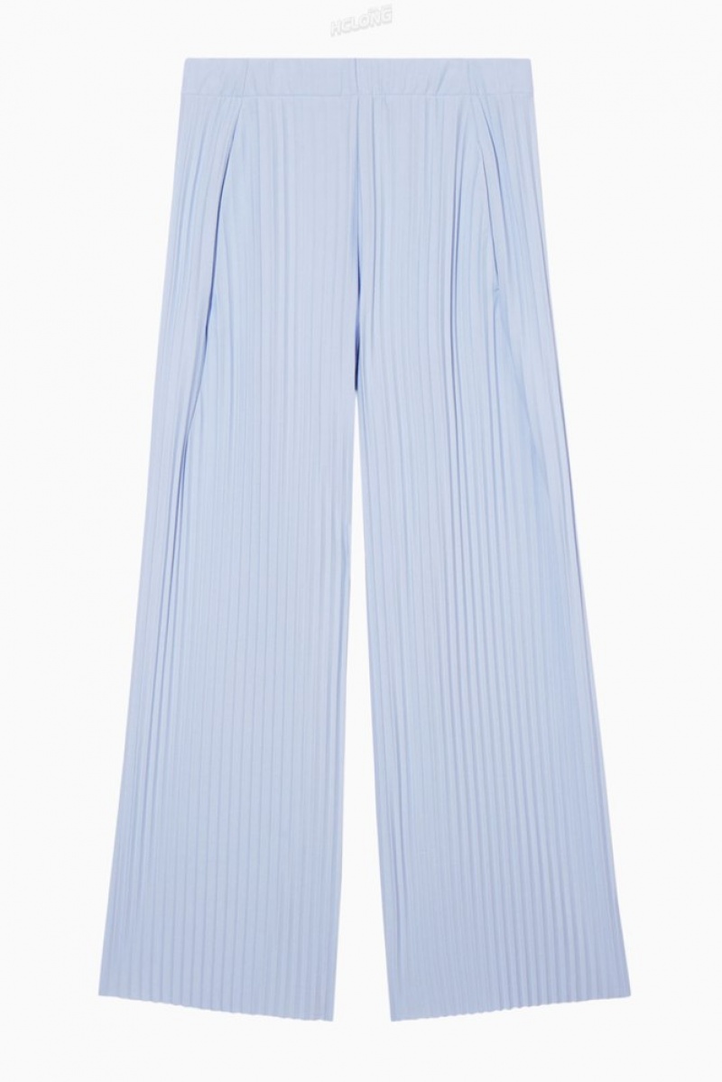 COS Pleated Elasticated Trousers Men's Trousers Bright Blue | PO65-Q9NA