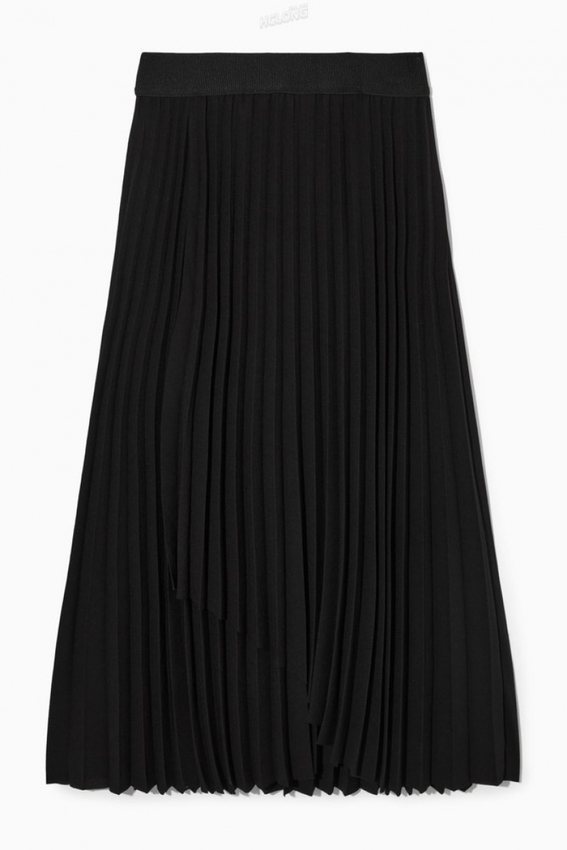 COS Pleated Maxi Skirt Women\'s Skirts Black | FT00-R7HQ