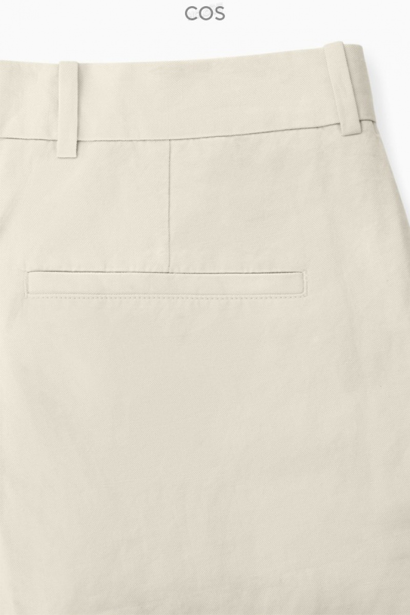 COS Pleated Straight-Leg Linen-Blend Trousers Men's Pants Light Beige | MW44-Y4RO