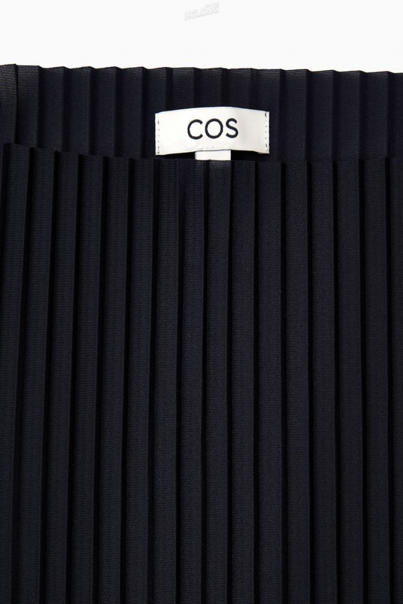 COS Plissé Sleeveless Top Women's Tops Dark Navy | GK85-Y7IX