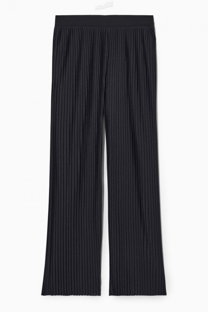 COS Plissé Trousers Women's Trousers Dark Navy | CJ04-V7NZ