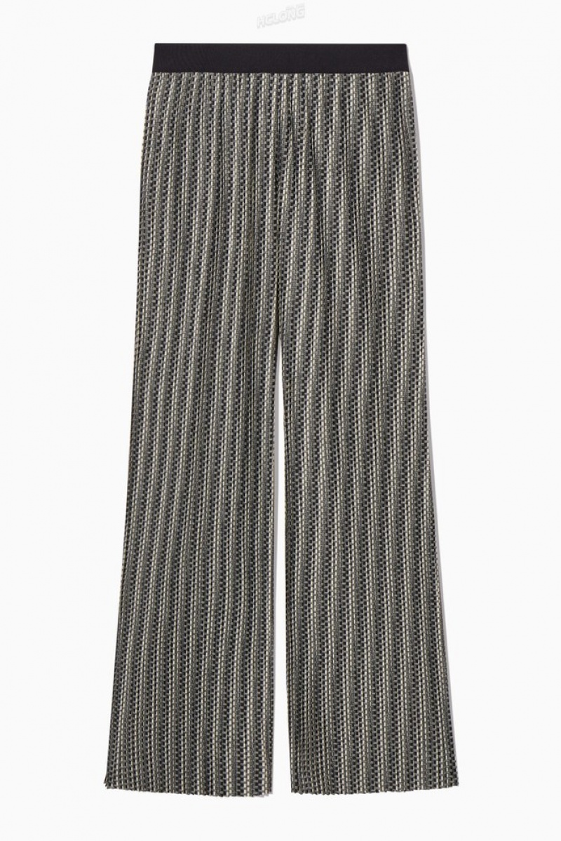 COS Plissé Trousers Women's Trousers Dark Navy | IC39-C5CT