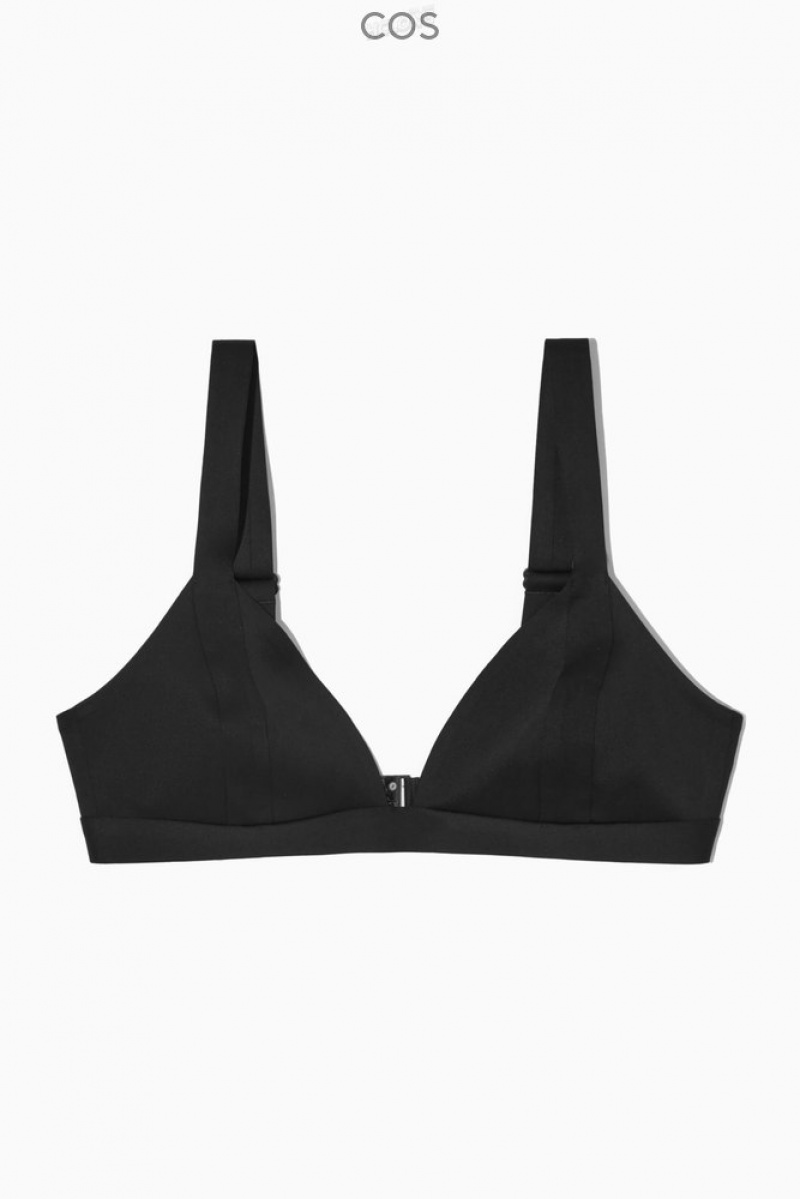 COS Plunge Triangle Bikini Top Women's Swimwear Black | KT72-L8ZO