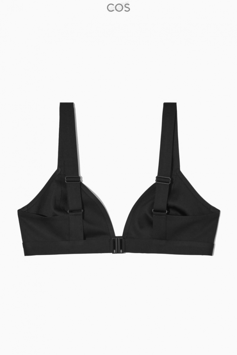 COS Plunge Triangle Bikini Top Women's Swimwear Black | KT72-L8ZO