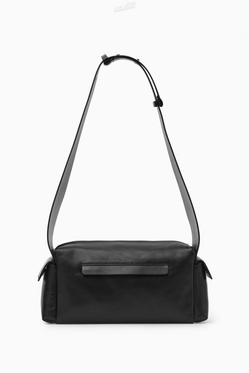 COS Pocket Crossbody - Leather Women's Bags Black | CX03-K2UO