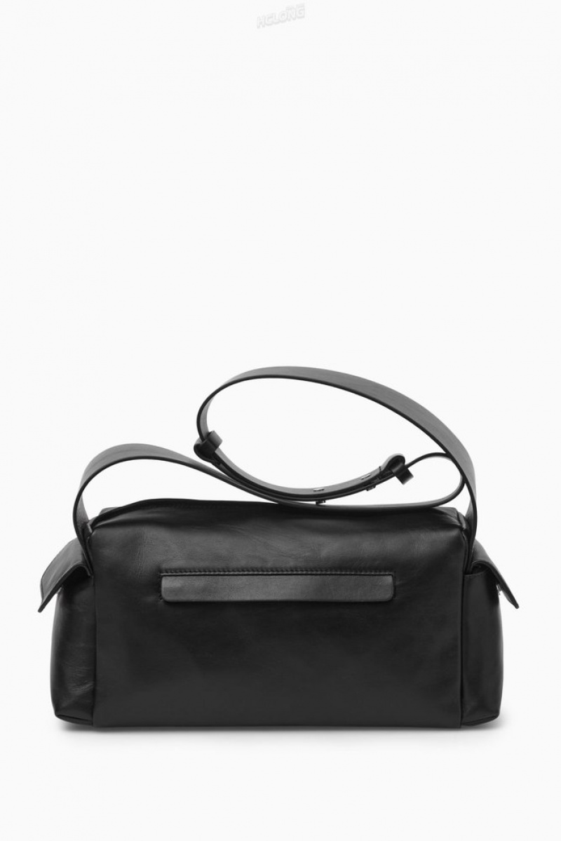 COS Pocket Crossbody - Leather Women's Bags Black | CX03-K2UO