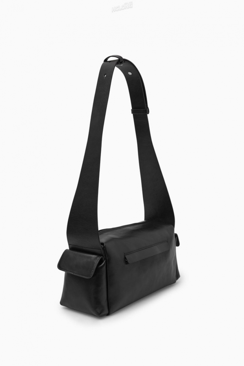 COS Pocket Crossbody - Leather Women's Bags Black | CX03-K2UO