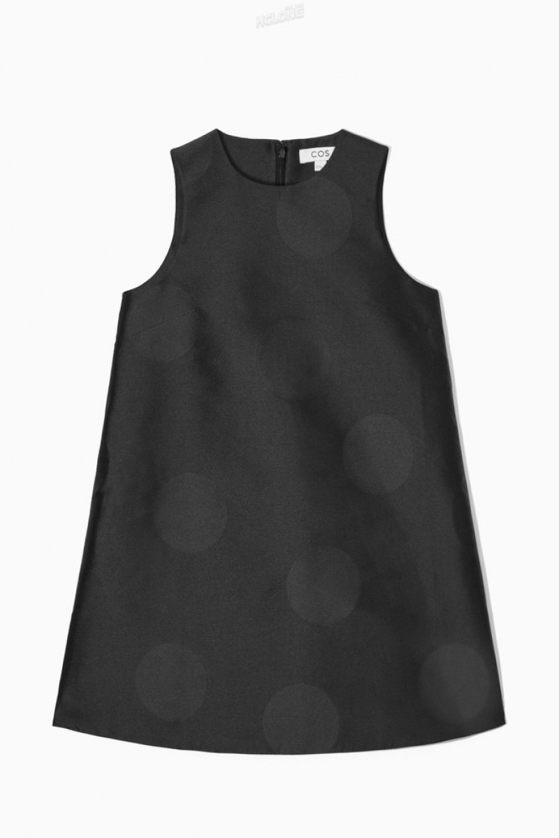 COS Polka-Dot A-Line Mini Dress Women's Dresses Black | BP76-R1PH