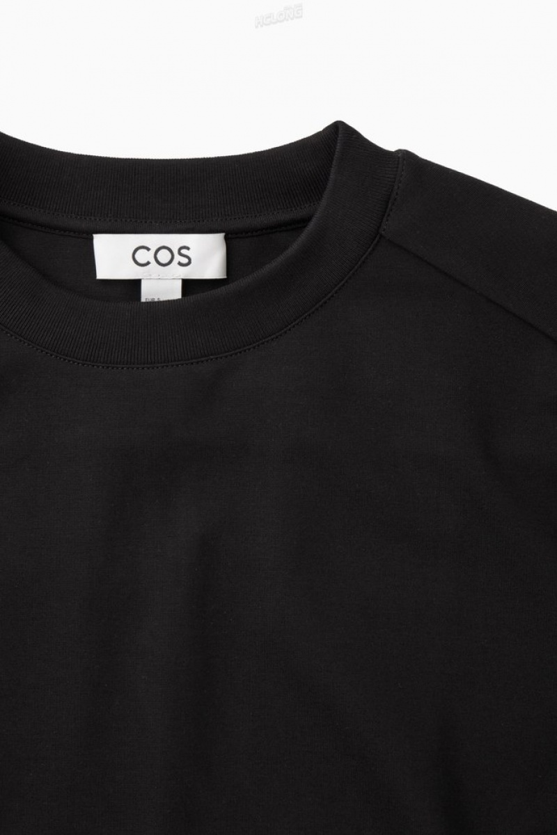 COS Power-Shoulder T-Shirt Dress Women's Dresses Black | LI06-B4UP