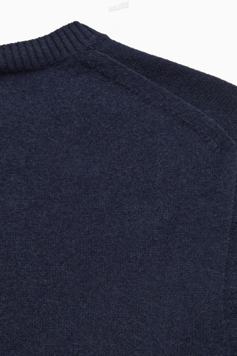 COS Pure Cashmere Jumper Men's Knitwear Navy | OQ37-D6EO