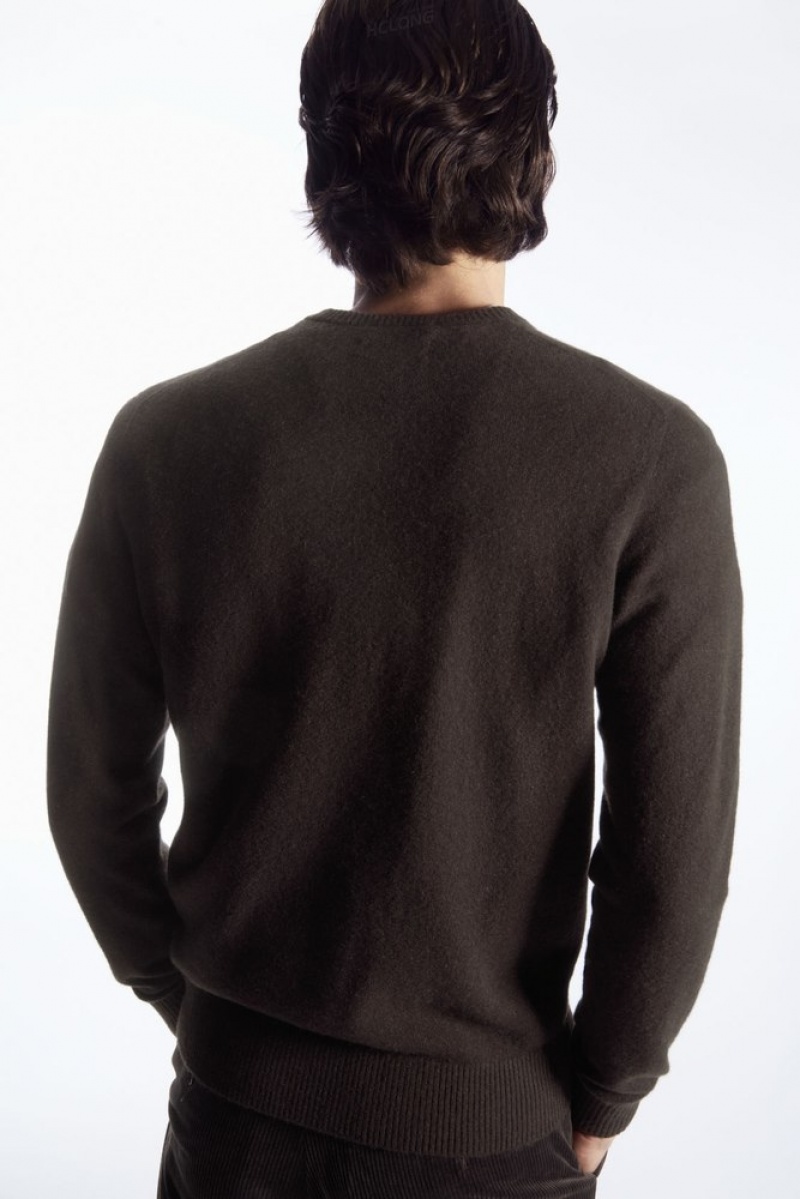 COS Pure Cashmere Jumper Men's Sweaters & Cardigans Dark Brown | KY70-O8ZU