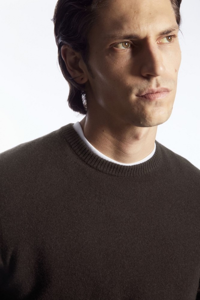 COS Pure Cashmere Jumper Men's Sweaters & Cardigans Dark Brown | KY70-O8ZU