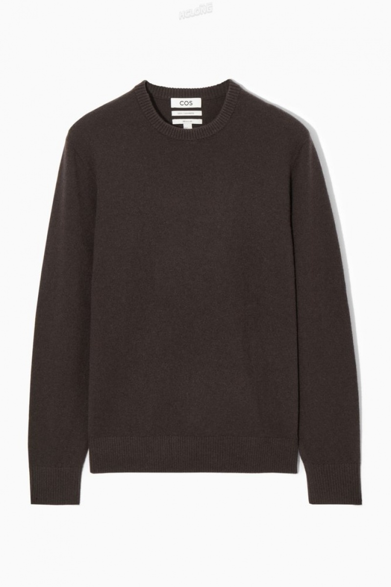 COS Pure Cashmere Jumper Men's Sweaters & Cardigans Dark Brown | KY70-O8ZU