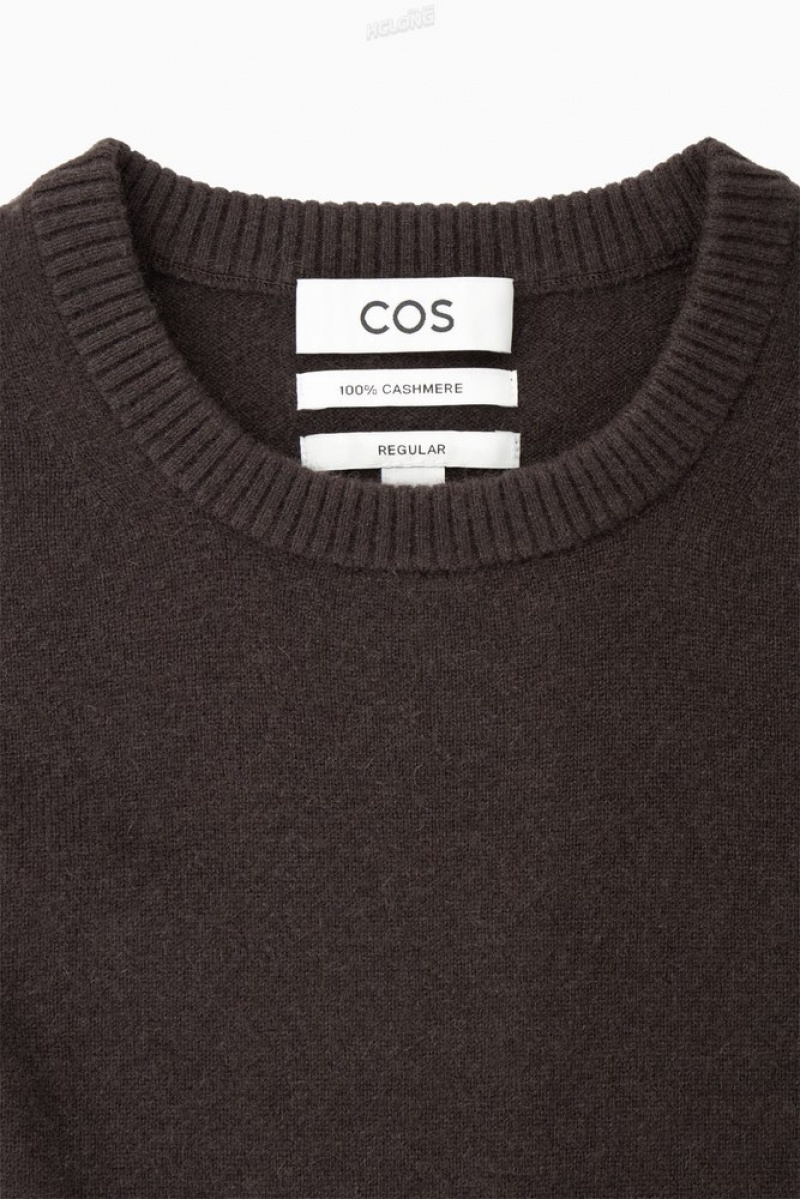 COS Pure Cashmere Jumper Men's Sweaters & Cardigans Dark Brown | KY70-O8ZU