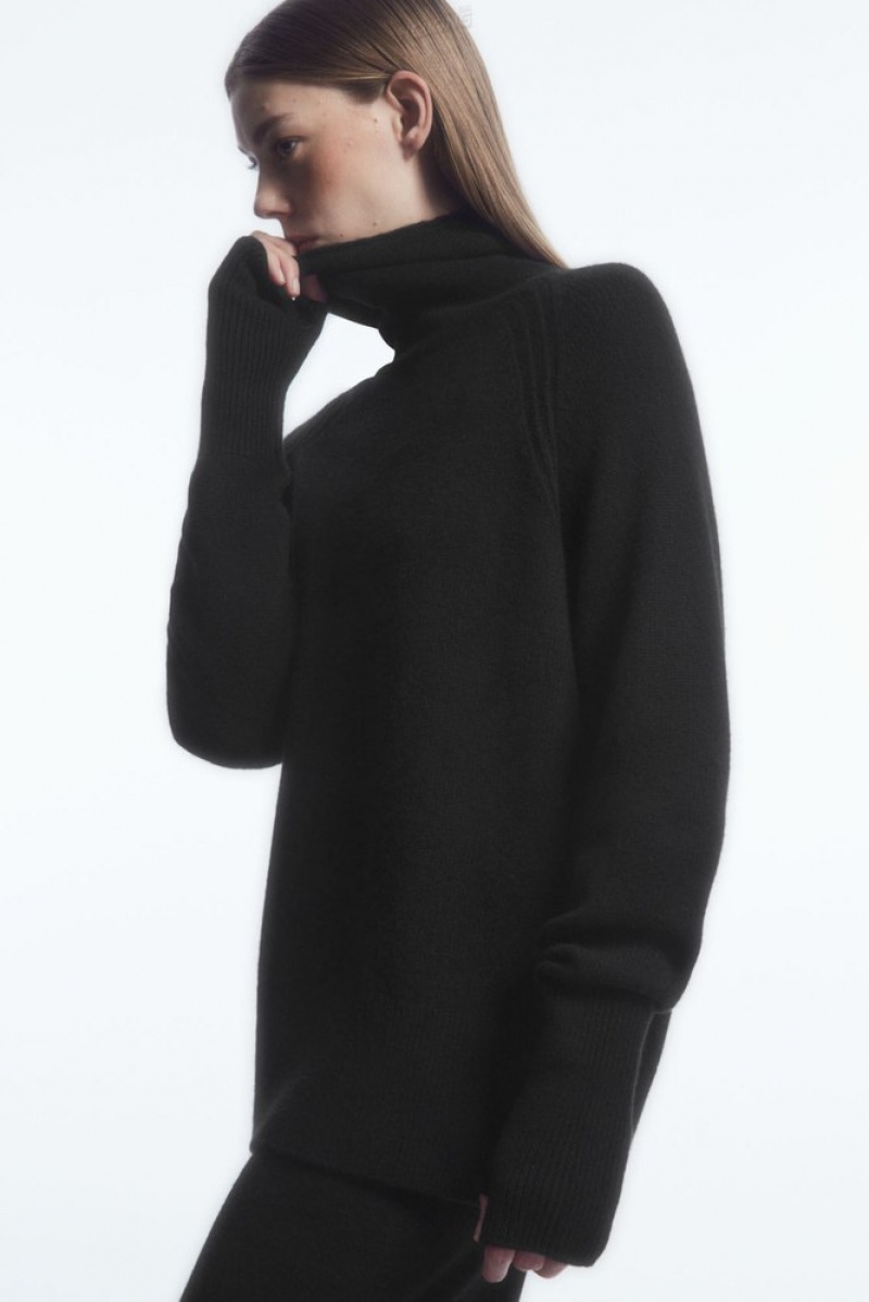 COS Pure Cashmere Turtleneck Jumper Women's Knitwear & Cardigans Black | JV01-O2ZU