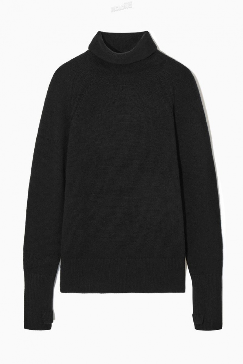 COS Pure Cashmere Turtleneck Jumper Women's Knitwear & Cardigans Black | JV01-O2ZU