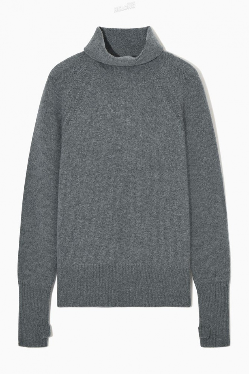 COS Pure Cashmere Turtleneck Sweater Women's Sweaters & Cardigans Gray | HY22-U3AI