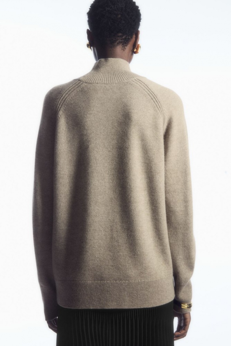 COS Pure Cashmere Turtleneck Sweater Women's Sweaters & Cardigans Undyed / Natural | WU32-F1UO