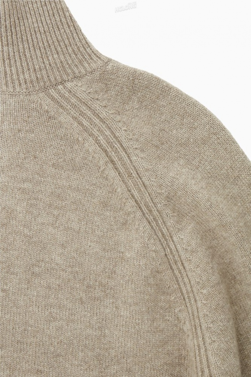 COS Pure Cashmere Turtleneck Sweater Women's Sweaters & Cardigans Undyed / Natural | WU32-F1UO