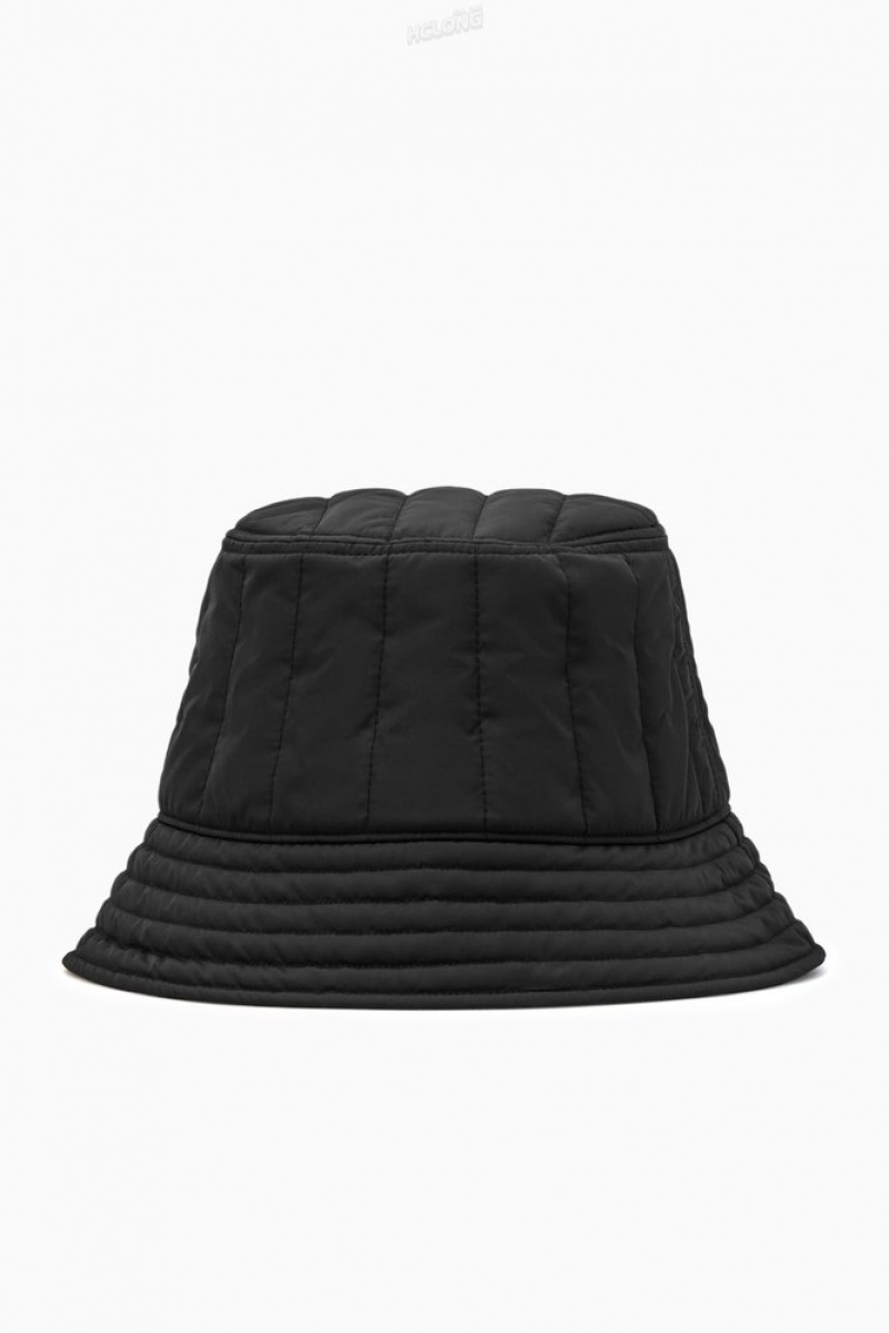 COS Quilted Bucket Hat Men's Hats Black | JE37-N1EF