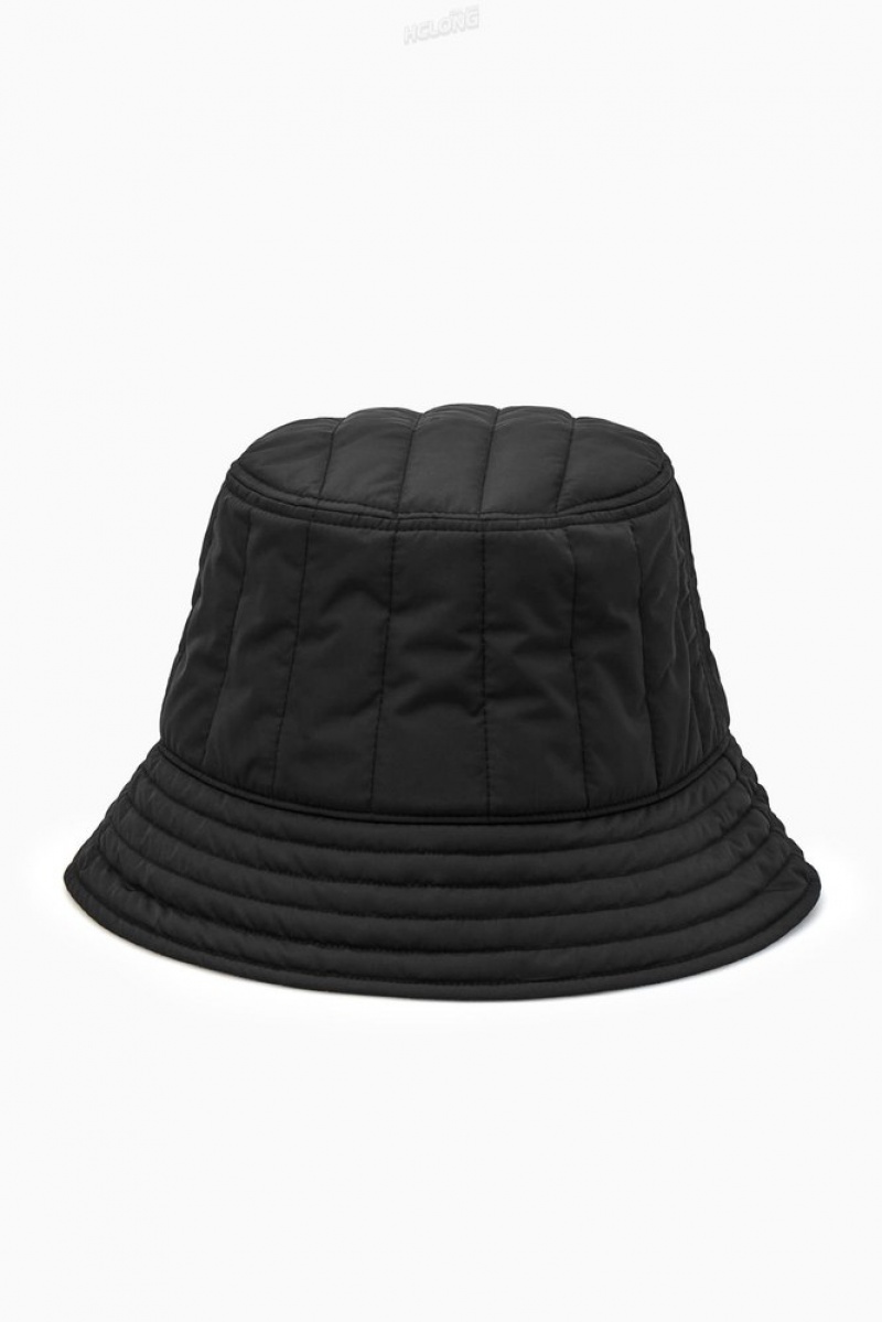 COS Quilted Bucket Hat Men's Hats Black | JE37-N1EF