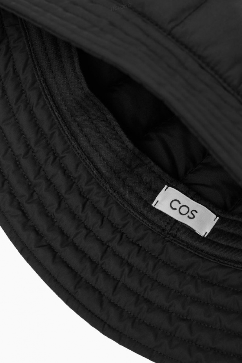 COS Quilted Bucket Hat Men's Hats Black | JE37-N1EF