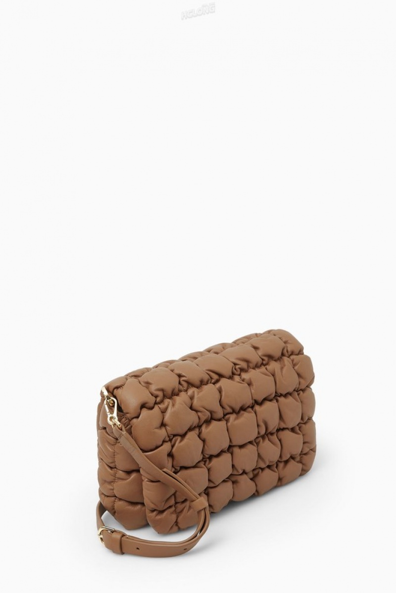 COS Quilted Crossbody - Leather Women's Bags Black | BK14-Q1AO