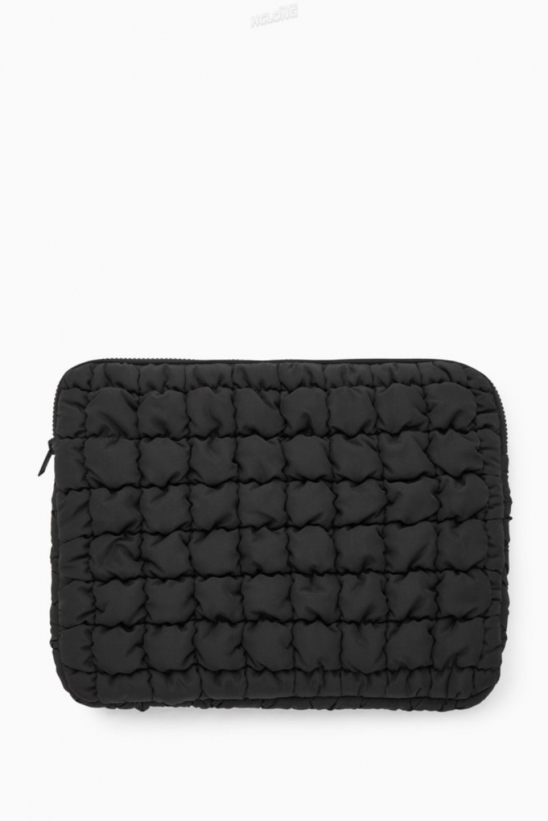 COS Quilted Laptop Case Women's Bags Black | HB07-G5ZR