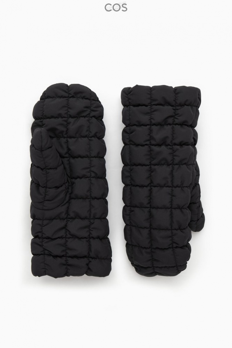 COS Quilted Mittens Women's Gloves Black | OR36-S3NO