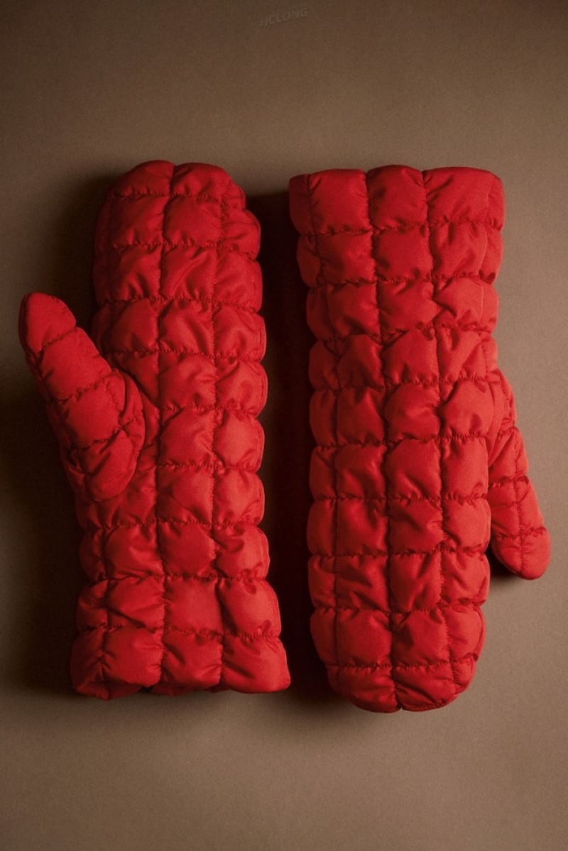 COS Quilted Mittens Women's Gloves Black | NP10-K6AZ