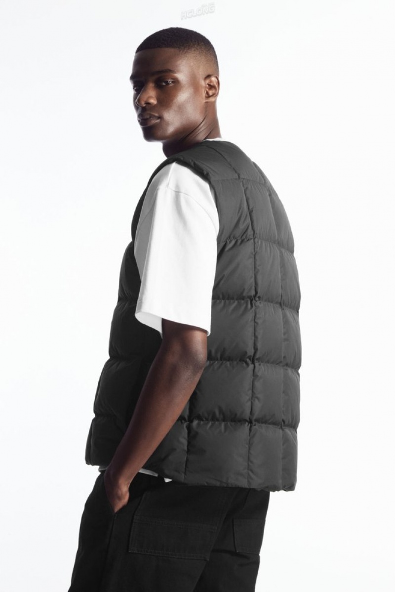 COS Quilted Padded Liner Vest Men's Coats & Jackets Black | TI32-W3GQ