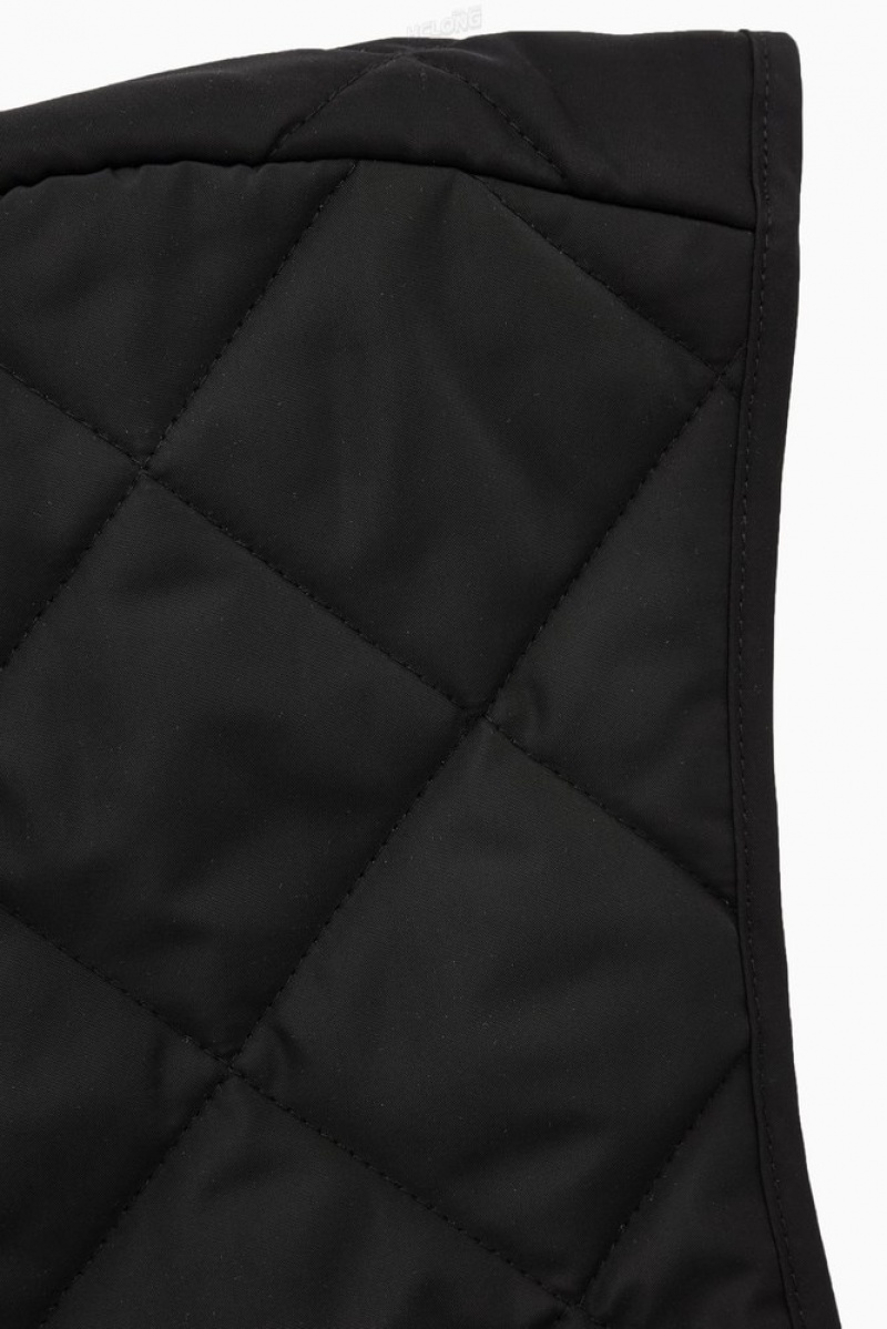 COS Quilted Tie-Front Hood Women's Scarves Black | BH09-J2WK