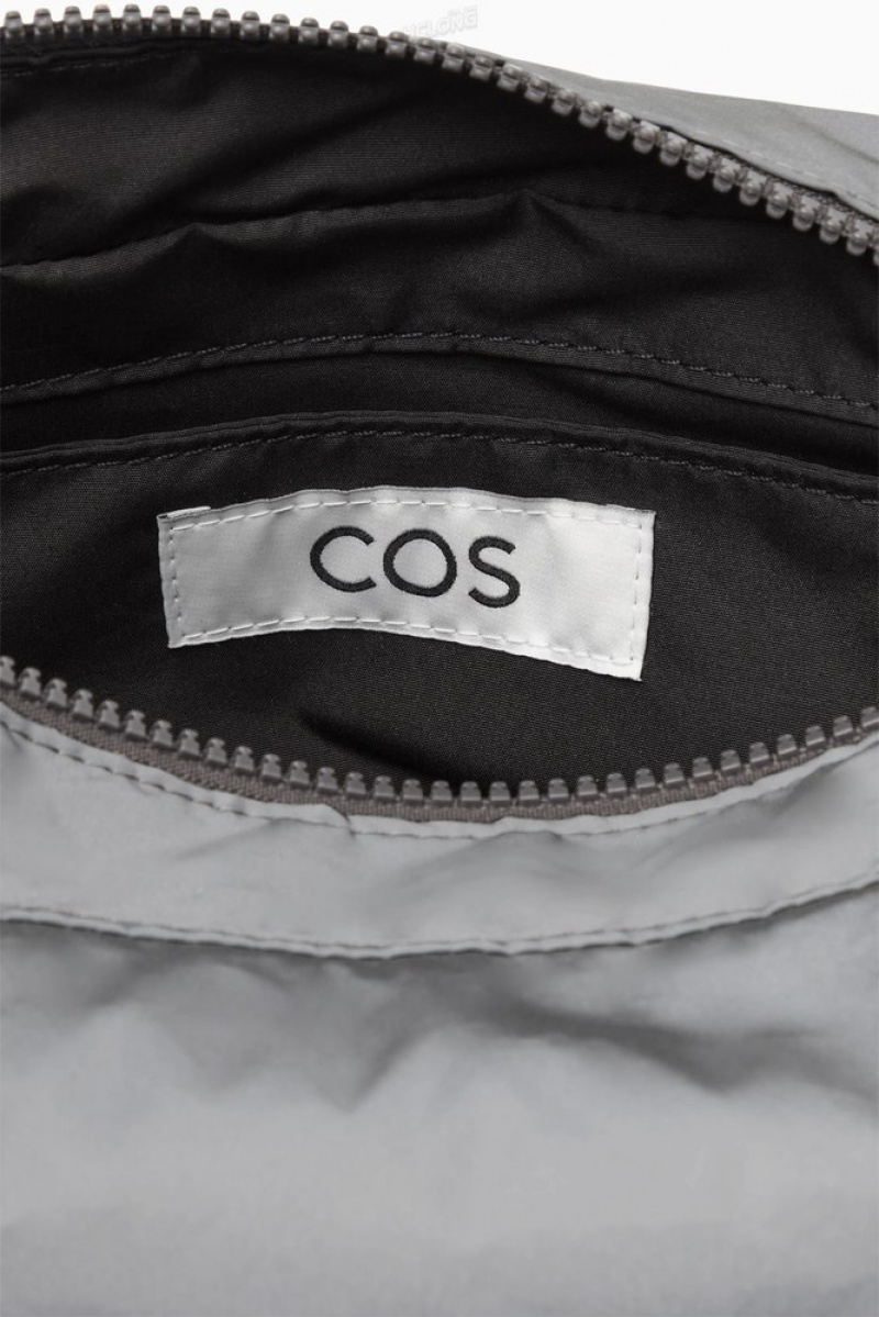 COS Reflective Crossbody Saddle Bag Men's Bags & Wallets Silver | HU18-Z1WG