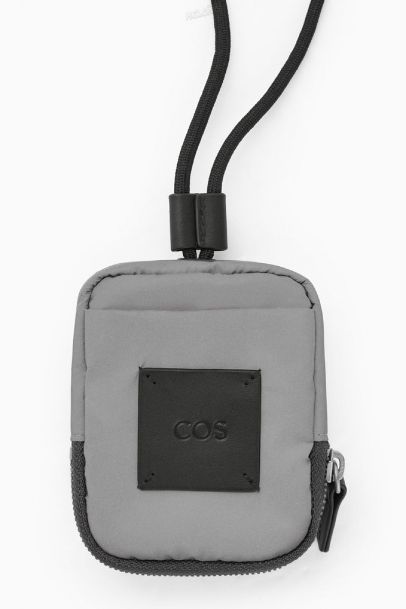 COS Reflective Mini Crossbody Pouch Men's Bags & Wallets Grey | QW76-S1AD