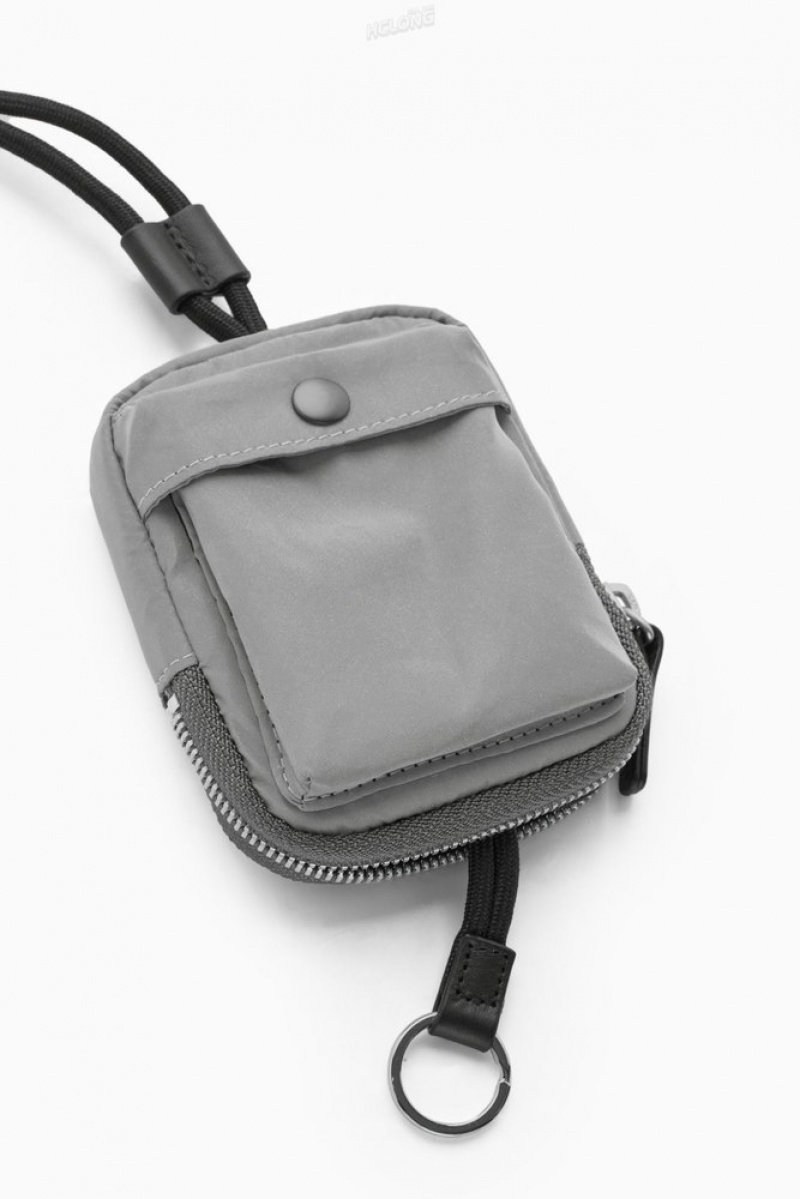 COS Reflective Mini Crossbody Pouch Men's Bags & Wallets Grey | QW76-S1AD