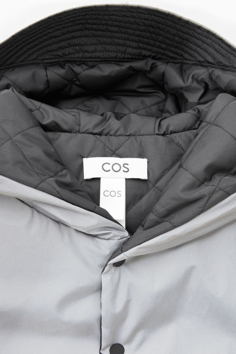 COS Reflective Reversible Cropped Hybrid Vest Men's Scarves Silver / Black | SC82-F9DT