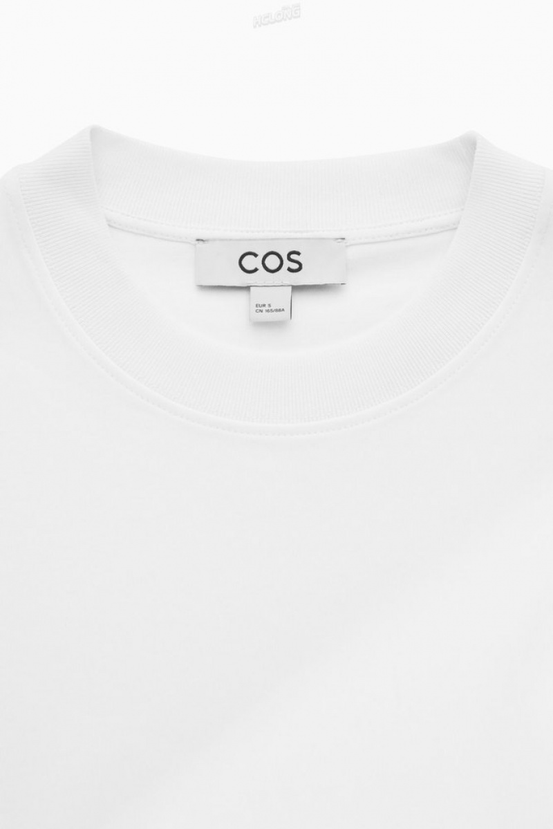 COS Regular-Fit Heavyweight Long-Sleeved T-Shirt Women's T-shirts White | EB94-U5NH