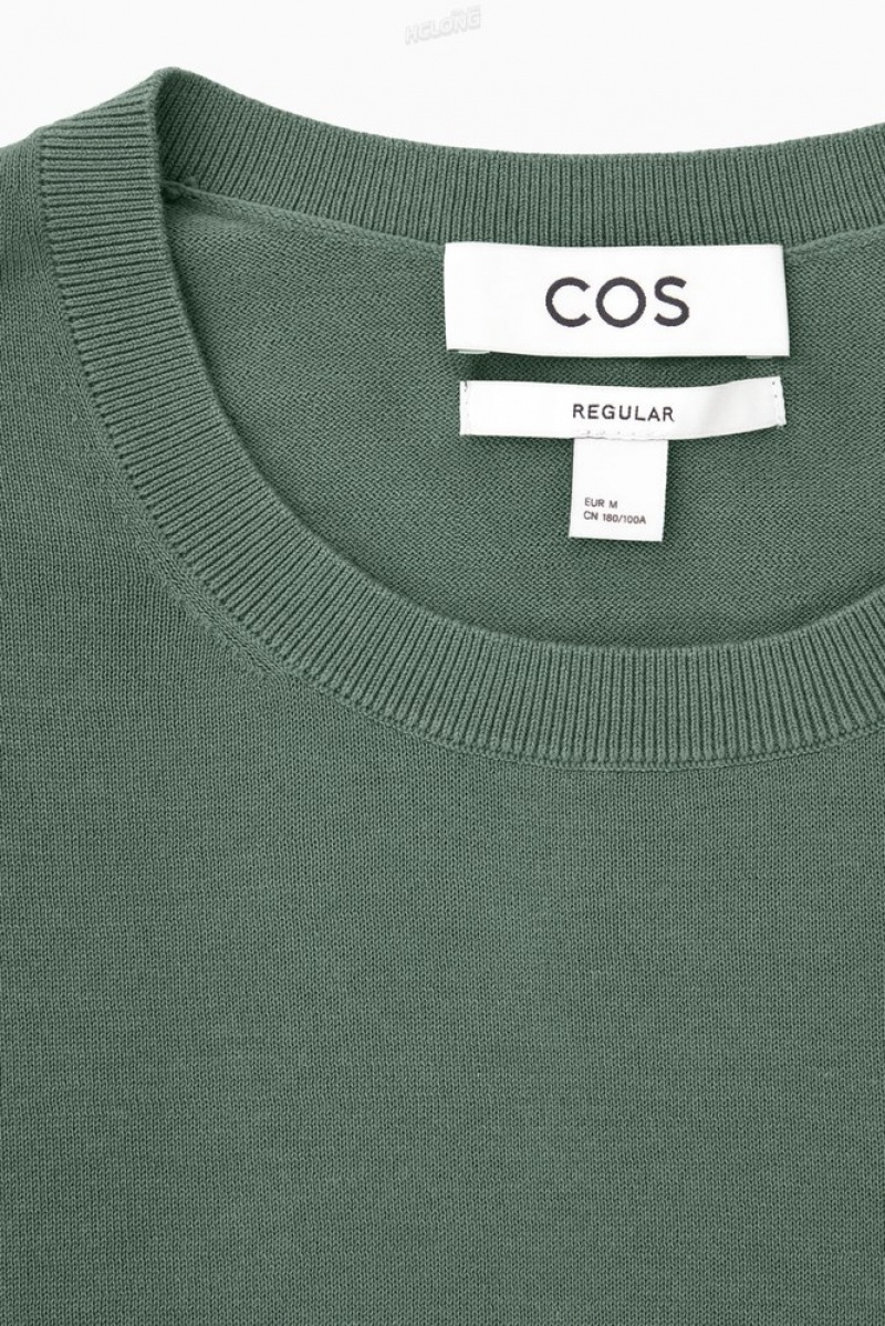 COS Regular-Fit Knitted-Cuff T-Shirt Men's T-shirts Off-White | IN95-N4UQ